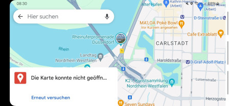 Google Maps: Karte kann nicht geöffnet werden.