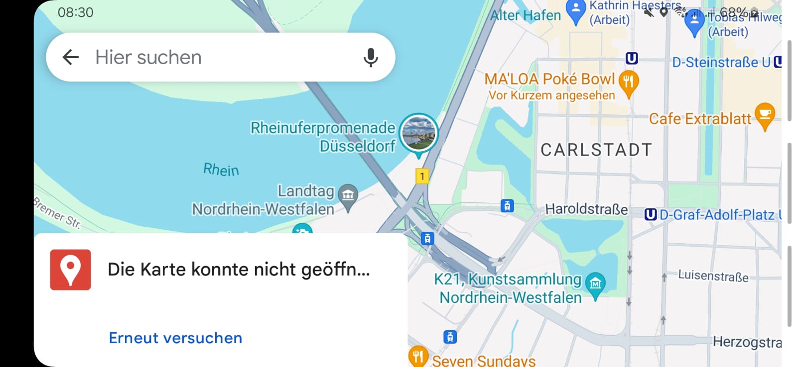 Titelbild des Artikels: Google Maps: Karte kann nicht geöffnet werden.